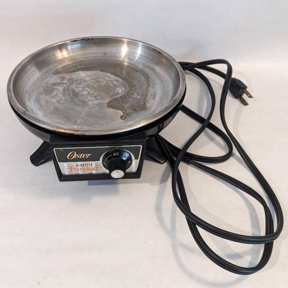 Vintage Oster Electric Fondue Pot Set Harvest Yellow 701-01A 6 Forks MCM Tested - Picture 11 of 16